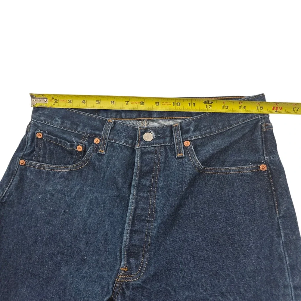 Levis 501xx‎ Mens Distressed Straight Leg Jeans Dark Wash Button Fly 34x33